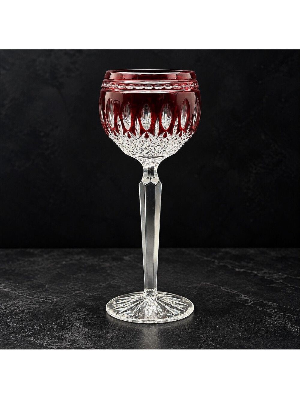 Rare Vintage WATERFORD Clarendon Ruby Red Lead Crystal Wine Glass Stemware